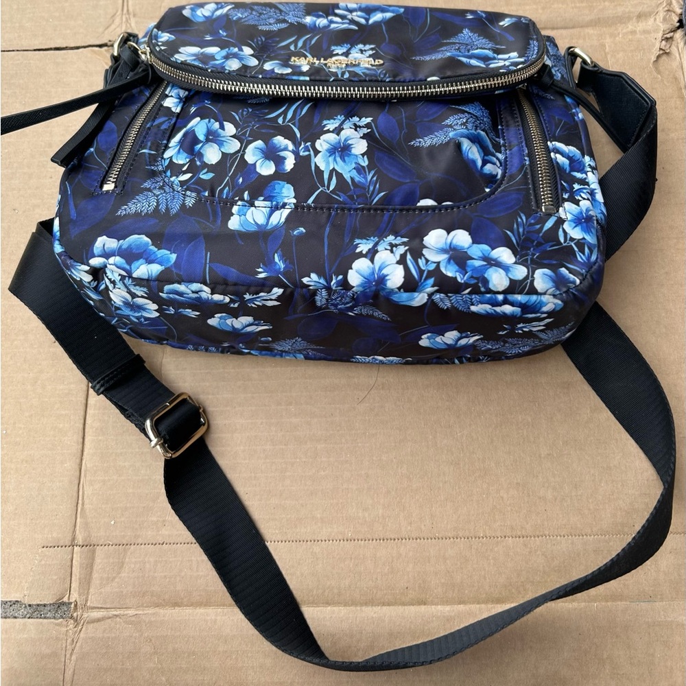 Karl Lagerfeld Cara Blue Floral Bag